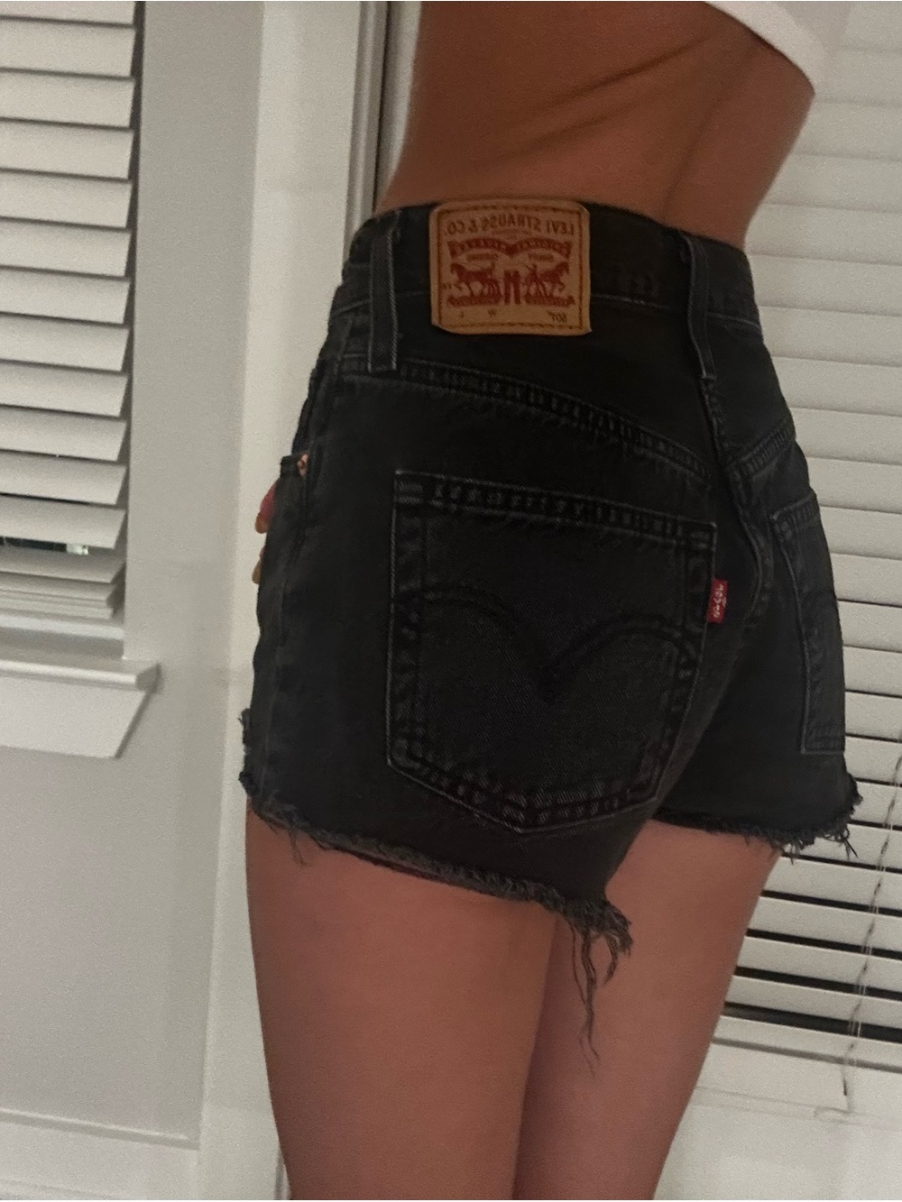 Levi's Black 501 Original Raw Hem Denim Shorts Brand new never worn, size 23